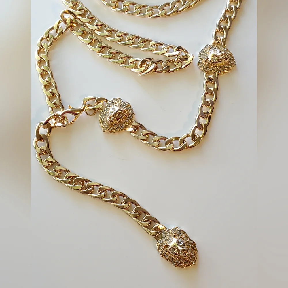 Lion Head Chain Belt - Curb Chain  Vintage Design